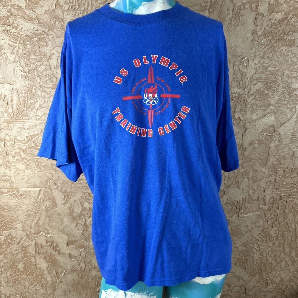 Vintage US Olympic Training Center T-Shirt Lake Placid Blue USA Athletics Sz XL